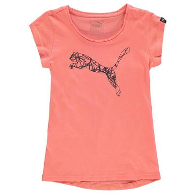 Puma Cat Logo, koszulka dla dziewczynki, różowa, Rozmiar 11-12 lat