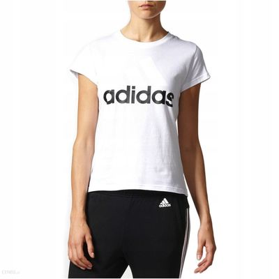 Biała koszulka damska z czarnym napisem Adidas - Rozmiar XS