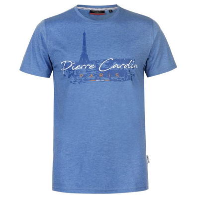 Pierre Cardin Print, koszulka męska, niebieska, Rozmiar S