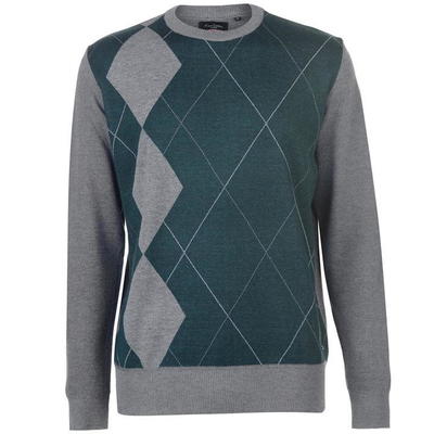 Pierre Cardin Argyle sweter męski, szaro-zielony, Rozmiar L