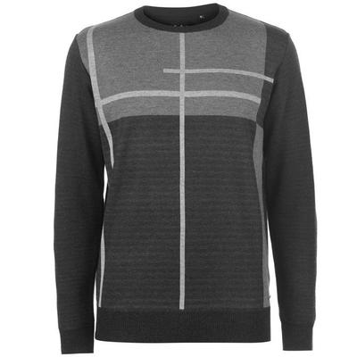Pierre Cardin Geometric, dzianinowy sweter męski, węgiel drzewny, Rozmiar S