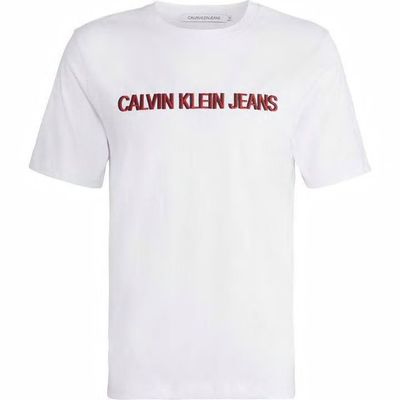 Calvin Klein Jeans Embroidery, koszulka męska, biała, Rozmiar M