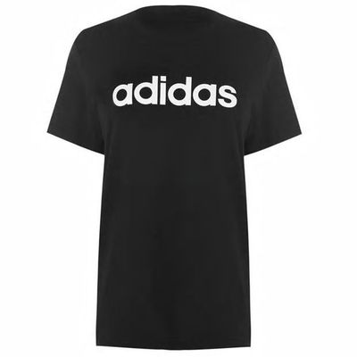 Czarna koszulka damska z napisem Adidas, dekolt klasyczny - rozmiar S