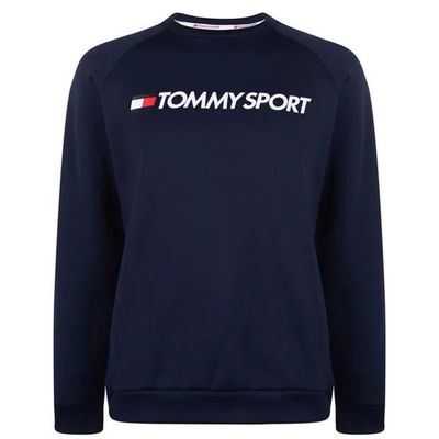 Tommy Sport Logo, bluza ocieplona, męska, granatowa, Rozmiar M