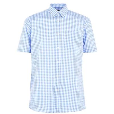 Pierre Cardin koszula męska z krótkim rękawem, niebieska kratka, Rozmiar XL