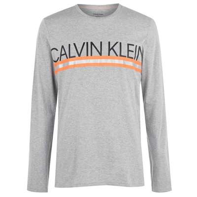 Calvin Klein LS Hazard, koszulka męska z długim rękawem, szara, Rozmiar S