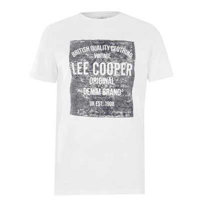 Lee Cooper Denim Logo, koszulka męska, biała, Rozmiar M