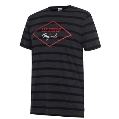 Lee Cooper Logo koszulka męska w czarne paski, Rozmiar M