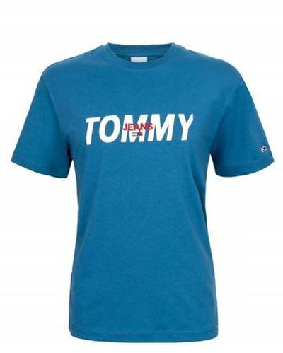 Tommy Hilfiger Jeans, T-Shirt męski 481, niebieska, Rozmiar M