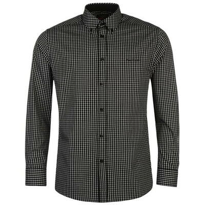 Koszula męska w czarną drobną kratkę Pierre Cardin, Rozmiar XL
