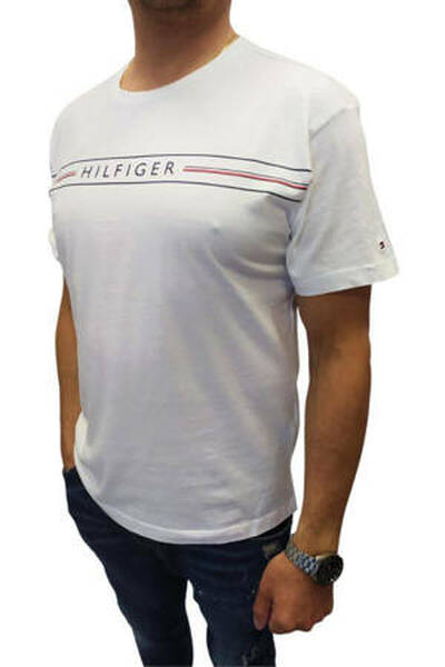 Biały t-shirt męska Tommy Hilfiger, Rozmiar L