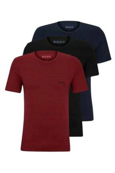Hugo Boss T-shirt męski  3 sztuki, granatowy, czarny, czerwony, Rozmiar M