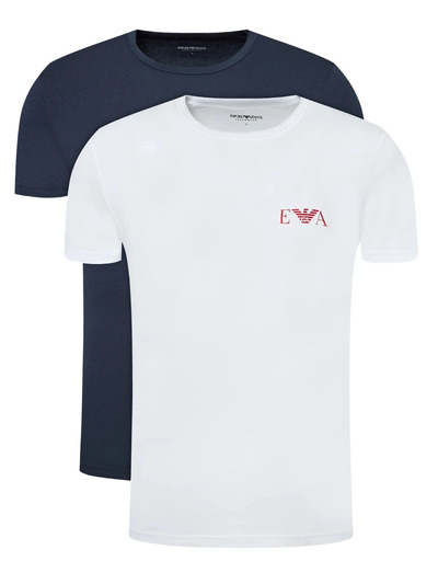 Emporio Armani T-shirt męski biały i granatowy 2 szt., Rozmiar M