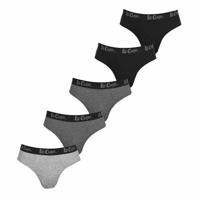 Lee Cooper slipy męskie 5-pak, czarne, szare, grafitowe, granatowe, Rozmiar 3XL