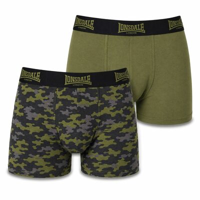 Bokserki męskie Lonsdale Trunk 2-pak Khaki bawełna LYCRA, Rozmiar XXL