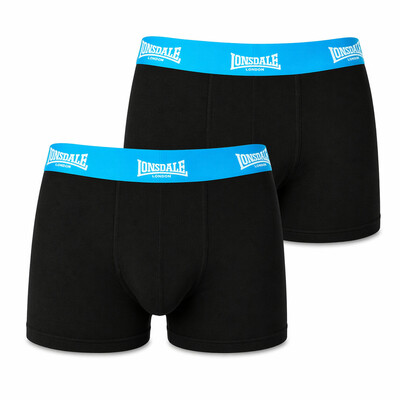 Bokserki męskie Lonsdale Trunk 2-pak Czarne/Niebieskie bawełna LYCRA, Rozmiar XL
