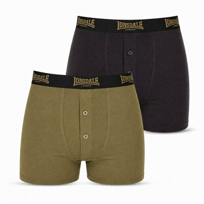 Lonsdale bokserki męskie 2 szt czarne/khaki bawełna komplet, Rozmiar L