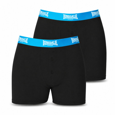 Lonsdale bokserki męskie 2 szt czarne/niebieskie bawełna komplet, Rozmiar XXL