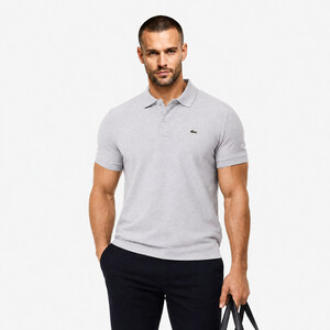 Lacoste polo męskie DH2050-00 CCA szary melanż – widok z przodu na modelu