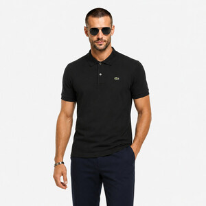 Lacoste męskie polo DH2050-00031 czarne, widok z przodu na modelu