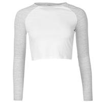 Miso Long Sleeve Crop Top damski, biało szara, Rozmiar XS