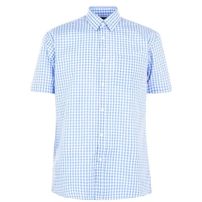 Pierre Cardin koszula męska z krótkim rękawem, niebieska kratka, Rozmiar XL