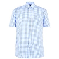 Pierre Cardin koszula męska z krótkim rękawem, niebieska kratka, Rozmiar M